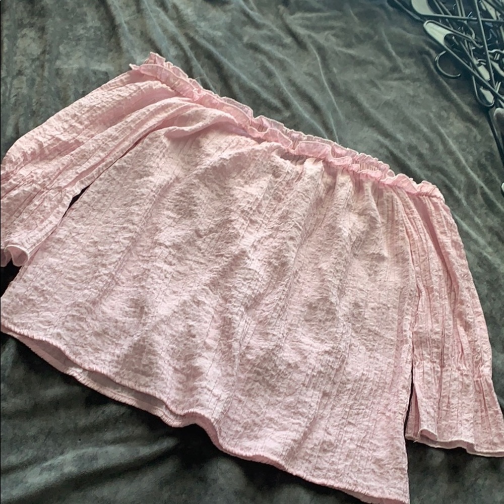 Off the shoulder baby pink top